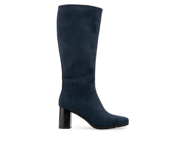 Women's Aerosoles Micah Knee High Boots in Navy faux suede color