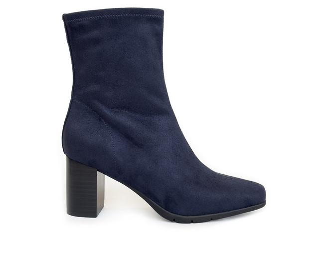 Women's Aerosoles Miley Heeled Booties in Navy Fx Suede color