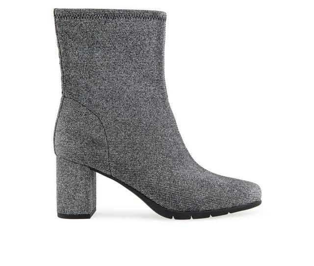 Women's Aerosoles Miley Heeled Booties in Gunmetal Knit color