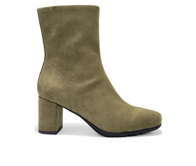 Women's Aerosoles Miley Heeled Booties in Dark Olive color