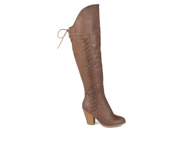 Women's Journee Collection Spritz Over-The-Knee Boots in Brown color