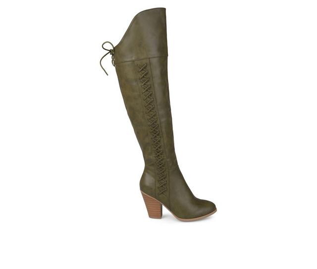 Women's Journee Collection Spritz Over-The-Knee Boots in Olive color