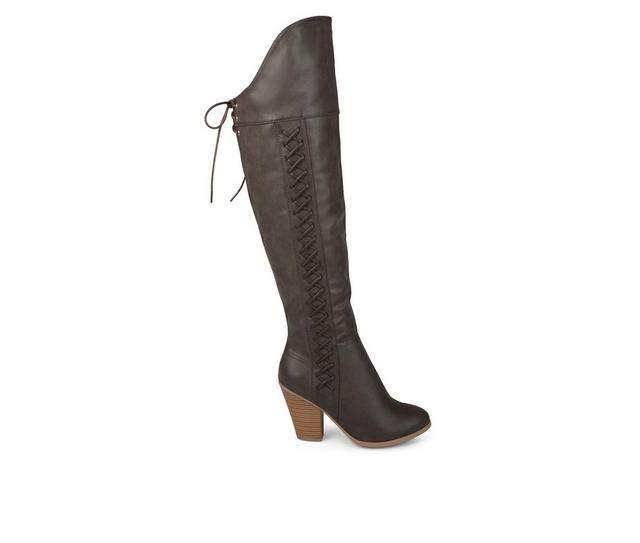 Women's Journee Collection Spritz Over-The-Knee Boots in Grey color
