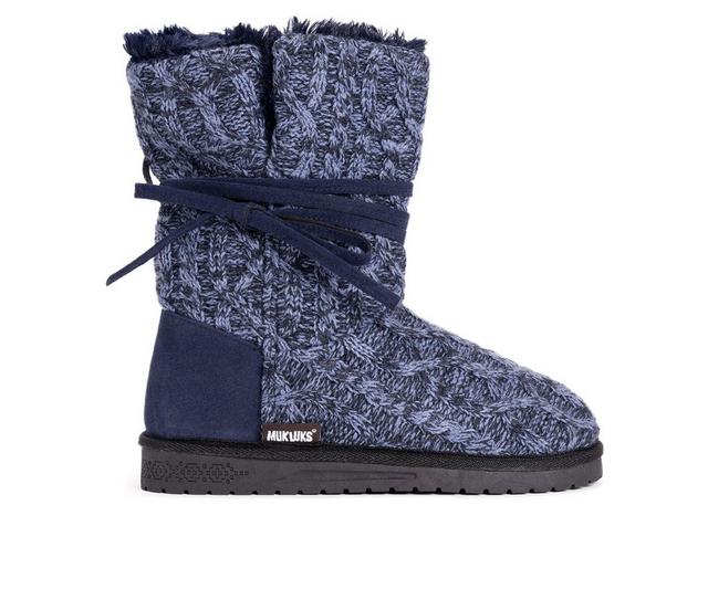 Women's MUK LUKS Clementine Winter Boots in Denim Blue color