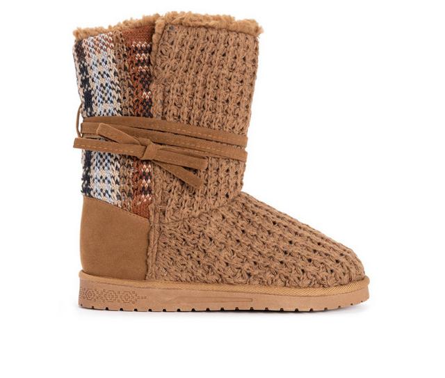 Women's MUK LUKS Clementine Winter Boots in Camel Plaid color