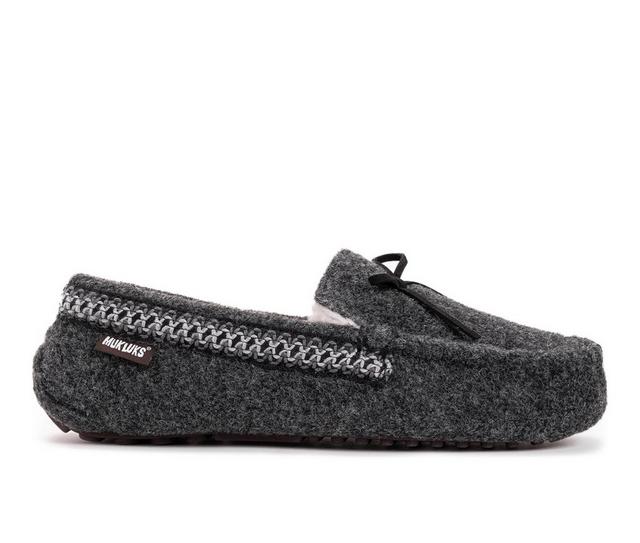 MUK LUKS Men's Ethan Moccasin Slippers in Ebony Heather color