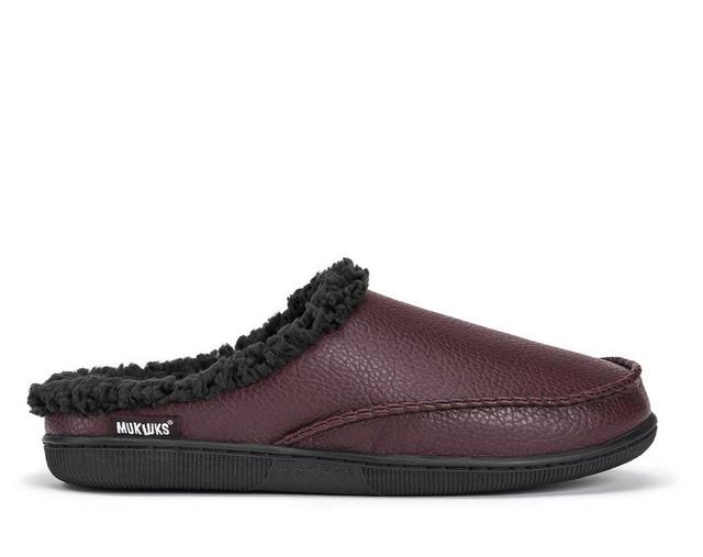 MUK LUKS Men's Faux Leather Clog Slippers in Brown color