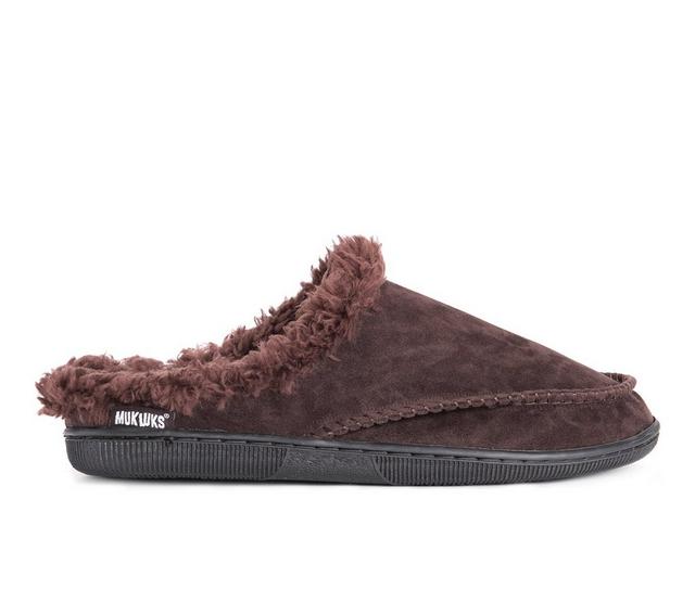 MUK LUKS Men's Faux Suede Clog Slippers in Brown color