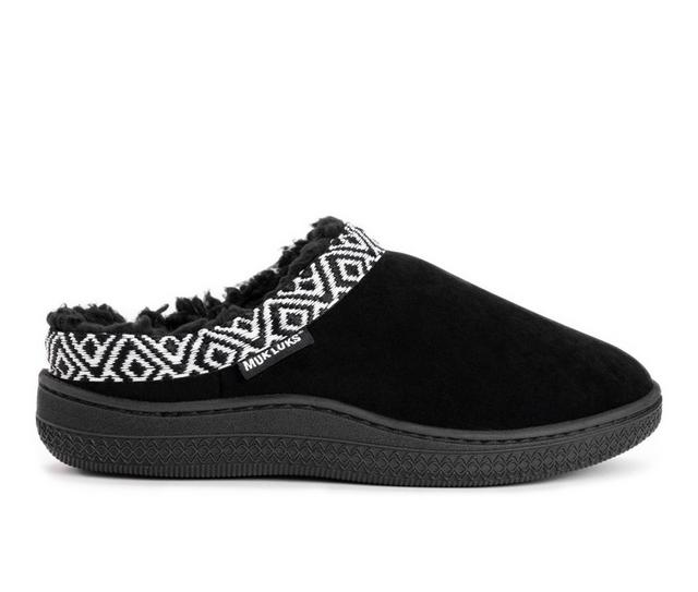 MUK LUKS Men's Faux Suede Clog Slippers in Black color