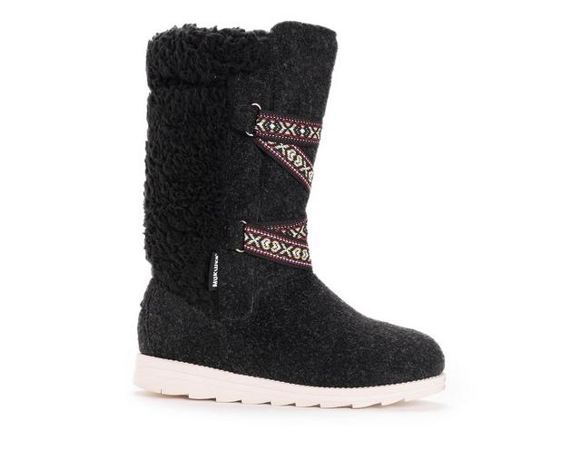 Women's MUK LUKS Tally Mid Winter Boots in Black Heather color