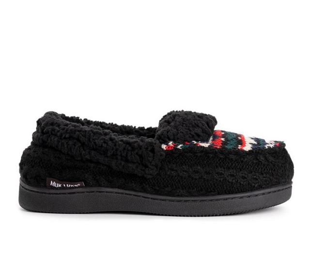 MUK LUKS Anais Moccasin Slippers in Black Geo color