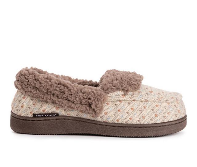 MUK LUKS Women's Anais Moccasin Slippers in Oatmeal Birdsey color