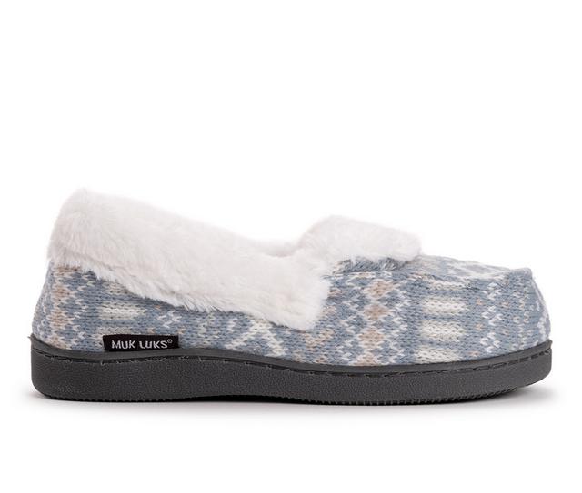 MUK LUKS Women's Anais Moccasin Slippers in Silver Fox color