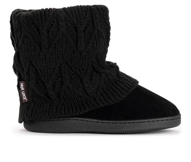 MUK LUKS Raquel Slipper Booties in Black color