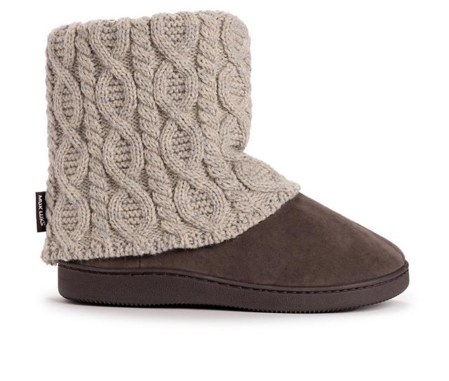 MUK LUKS Women's Raquel Slipper Booties in Oatmeal Cable color