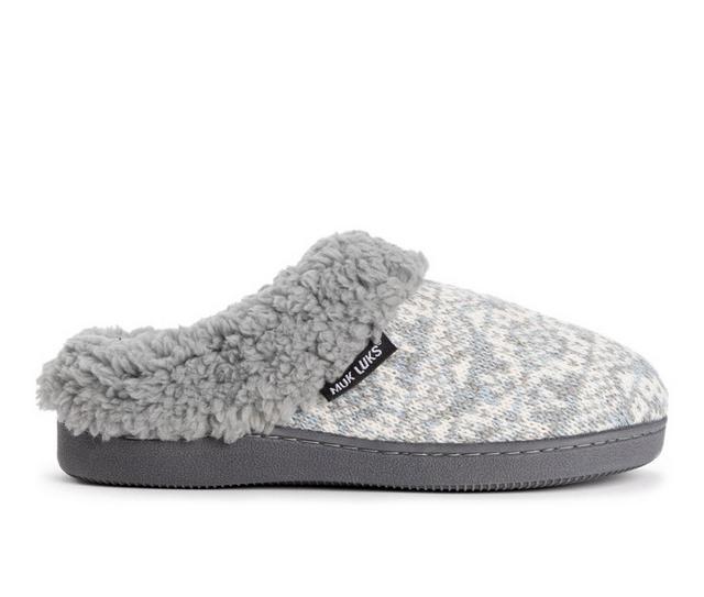 MUK LUKS Women's Suzanne Clog Slippers in Grey Cinder color