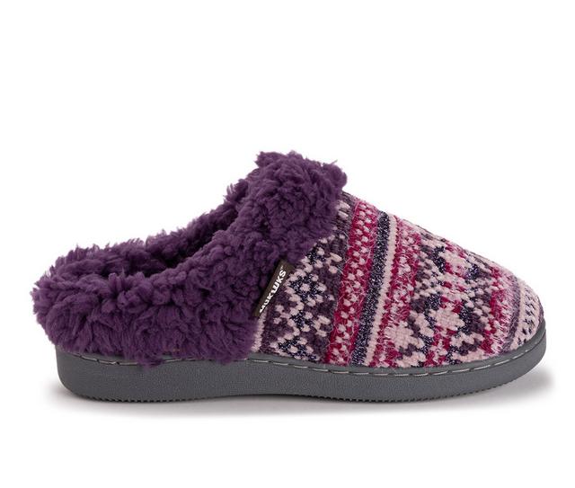 MUK LUKS Women's Suzanne Clog Slippers in Holdiday Purple color