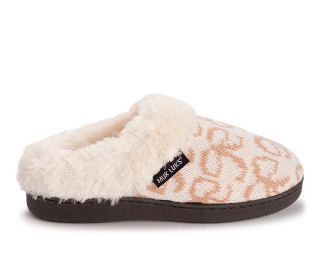 MUK LUKS Women's Suzanne Clog Slippers in Peaches + Cream color