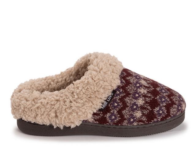MUK LUKS Women's Suzanne Clog Slippers in Plum Tapestry color