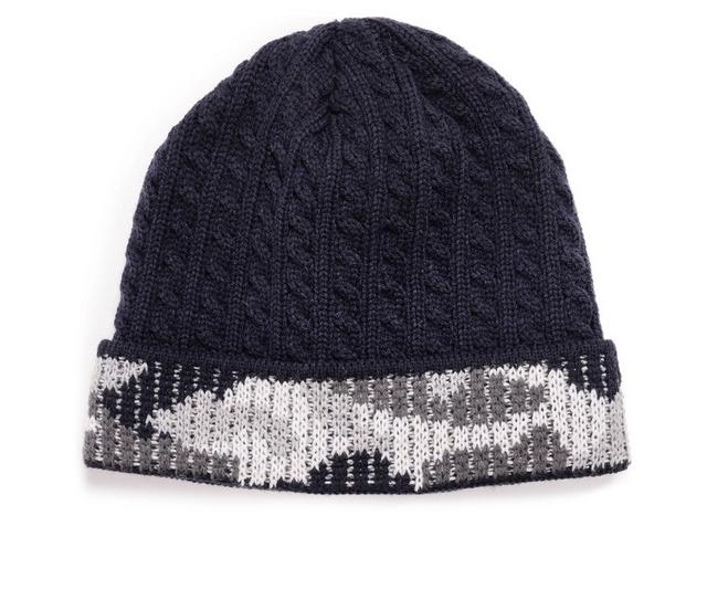 MUK LUKS Men's Camo Cuff Beanie in Navy color