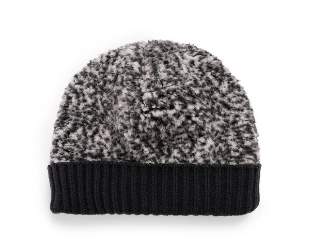 MUK LUKS Men's Frosted Sherpa Cuff Beanie in Black color