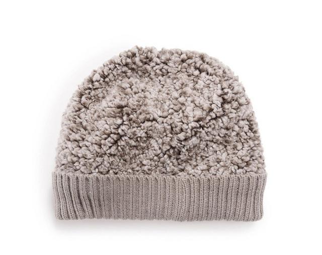 MUK LUKS Men's Frosted Sherpa Cuff Beanie in Khaki color