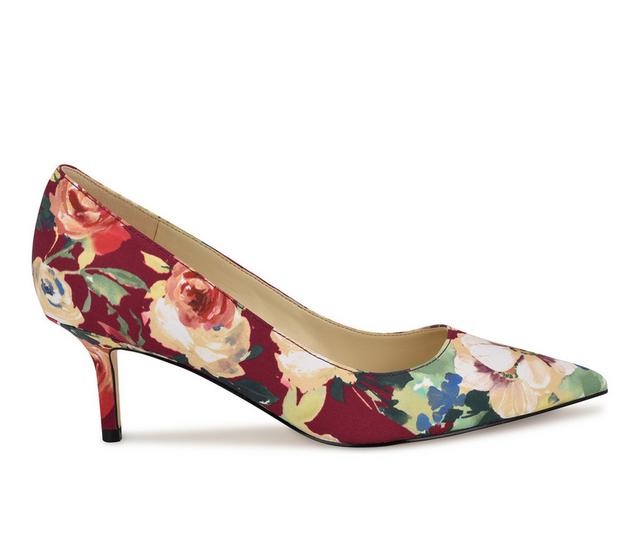 Women's Nine West Arlene Kitten Heel Pumps in Red Floral color