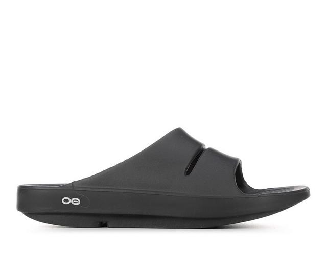 Adults' Oofos OOAHHH Slide Sandals in Black color