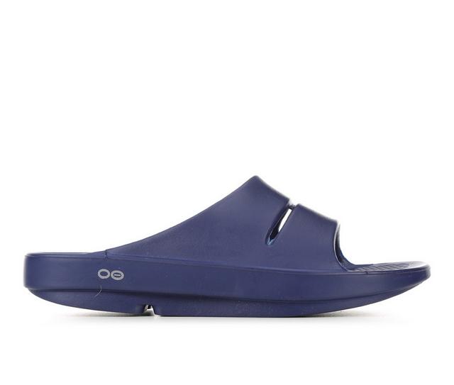 Adults' Oofos OOAHHH Slide Sandals in Navy color