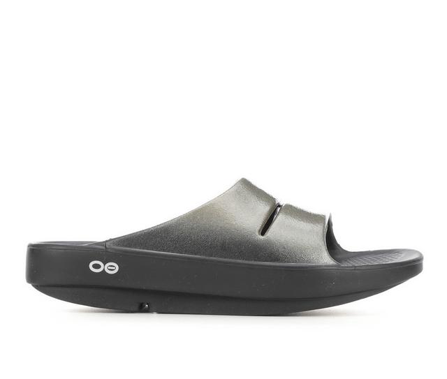 Women's Oofos OOAHH Slide Luxe Sandals in Latte color