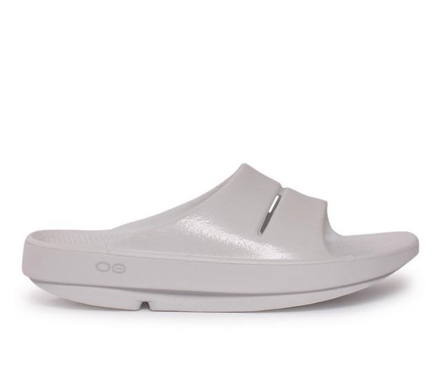 Women's Oofos OOAHH Slide Luxe Sandals in White color