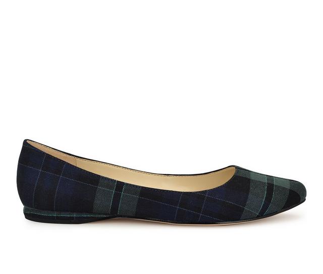 Women's Nine West Speakup Flats in Blue/GreenPlaid color