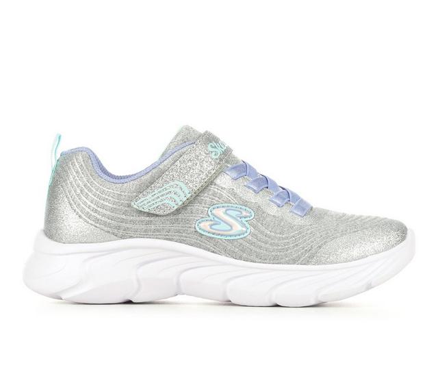 Girls' Skechers Little Kid & Big Kid Dynamic Dash Running Shoes in Silver/Blue color