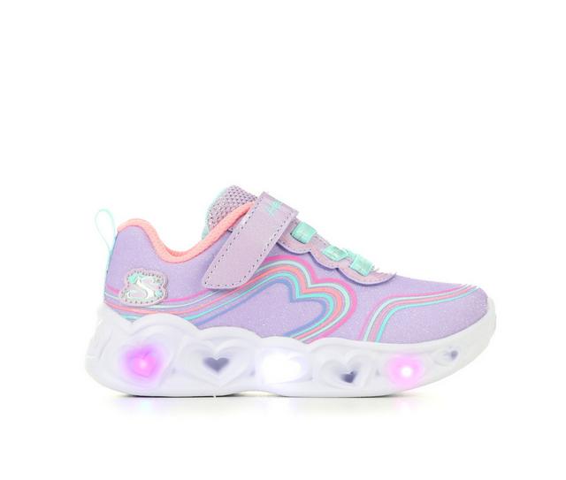 Girls' Skechers Toddler Heart Lights Lovely Light-Up Shoes in Lavender/Multi color