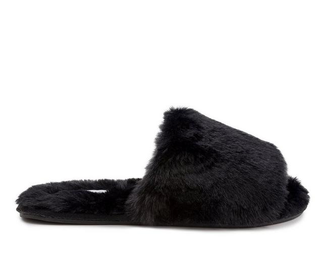 London Fog Lilly Slippers in Black Faux Fur color