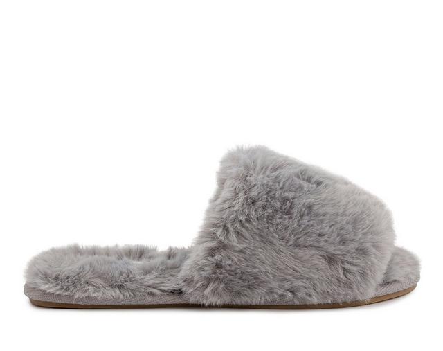 London Fog Lilly Slippers in Grey Faux Fur color