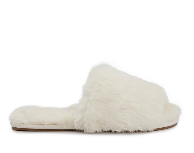 London Fog Lilly Slippers in Ivory Faux Fur color