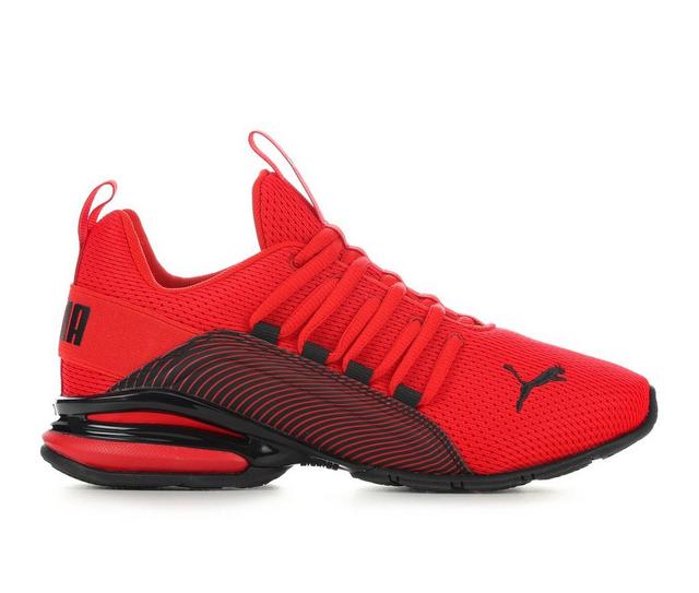 Men's Puma Axelion Interest Stripe Sneakers in Red/Black color