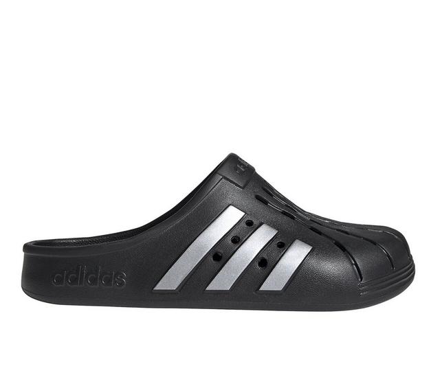 Men's Adidas Adilette Clogs in Black/Silver color