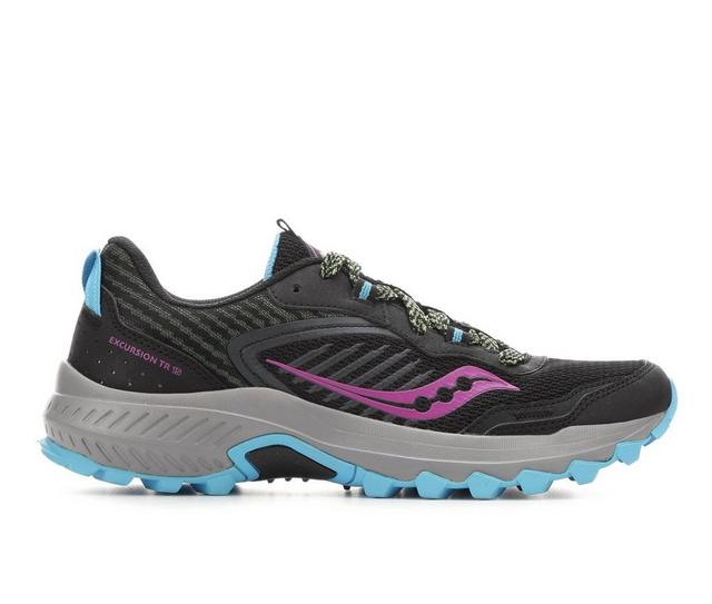 Women's Saucony Excursion TR 15 Trail Running Shoes in Black/Raz/Blu color