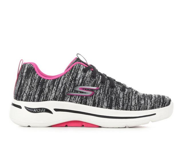 Women's Skechers Go GO WALK 124410 Arch Fit Glee Walking Shoes in Black/Pink color