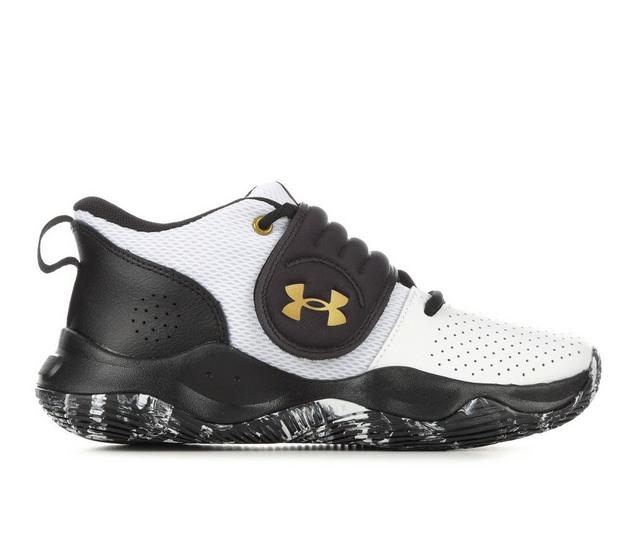 Boys' Under Armour Big Kid Zone Basketball Shoes in Wht/Blk/Gold color