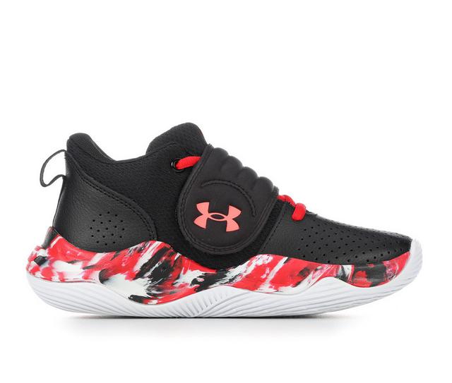 Boys' Under Armour Big Kid Zone Basketball Shoes in Black/Red/Burn color