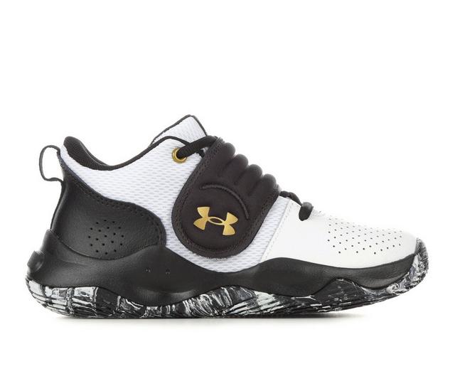 Boys' Under Armour Little Kid Zone Basketball Shoes in Wht/Blk/Gold color