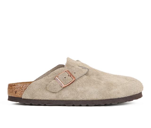 Women's Birkenstock Boston Soft Clogs in Taupe color