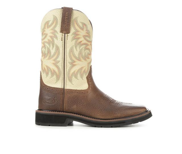 Men's Justin Boots SE 4863 Stampede 11" Cowboy Boots in Brown/Cream color