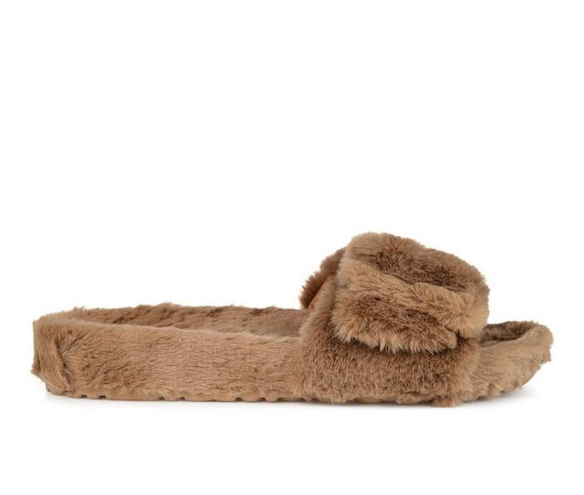 Journee Collection Shadow Slide Slippers in Brown color