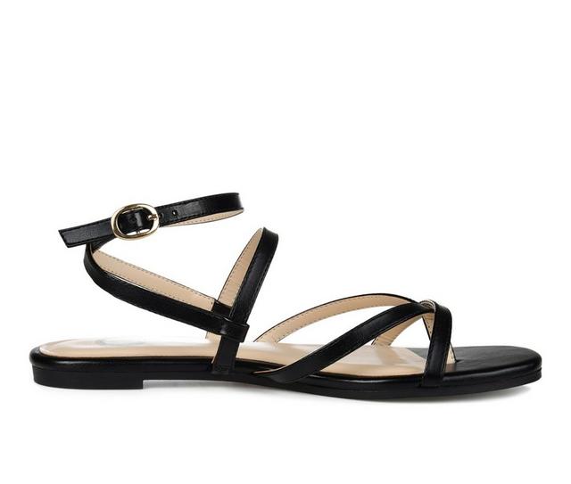 Women's Journee Collection Serissa Flat Sandals in Black color