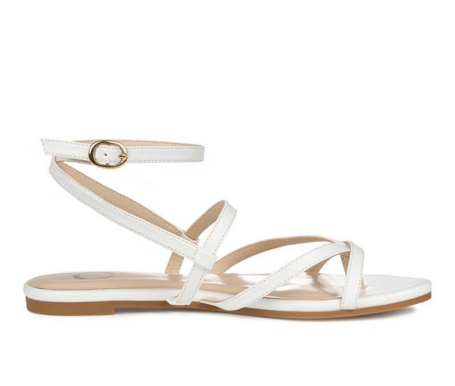Women's Journee Collection Serissa Flat Sandals in White color