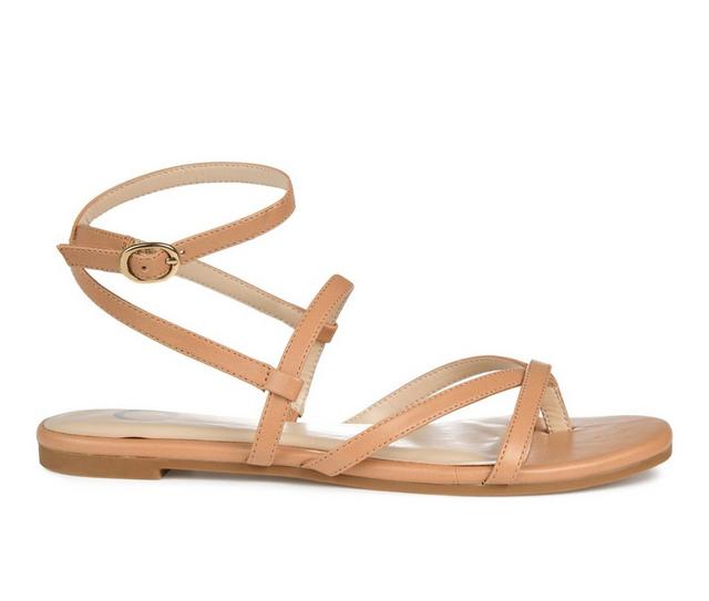 Women's Journee Collection Serissa Flat Sandals in Tan color